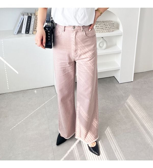 GeeRA（ジーラ）の「オリジナルパッチハイウエストデニム（ワイドパンツ・ガウチョ）」｜詳細画像