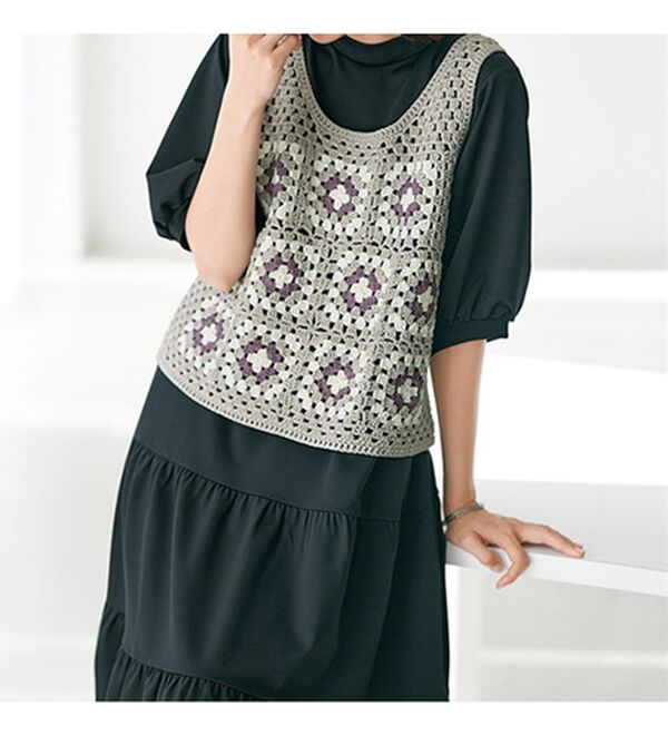 BELLUNA（ベルーナ）の「クラシカルかぎ針ニットワンピースアンサンブル（アンサンブル）」｜詳細画像