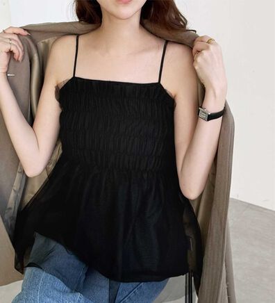 GeeRA（ジーラ）の「ラメニットペプラムキャミソール（タンクトップ・キャミソール）」