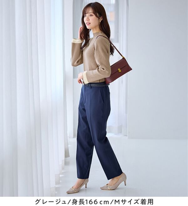 alotta（アロッタ）の「パチパチしにくい！洗える袖シアー切替ニットプルオーバー（ニット・セーター）」｜詳細画像