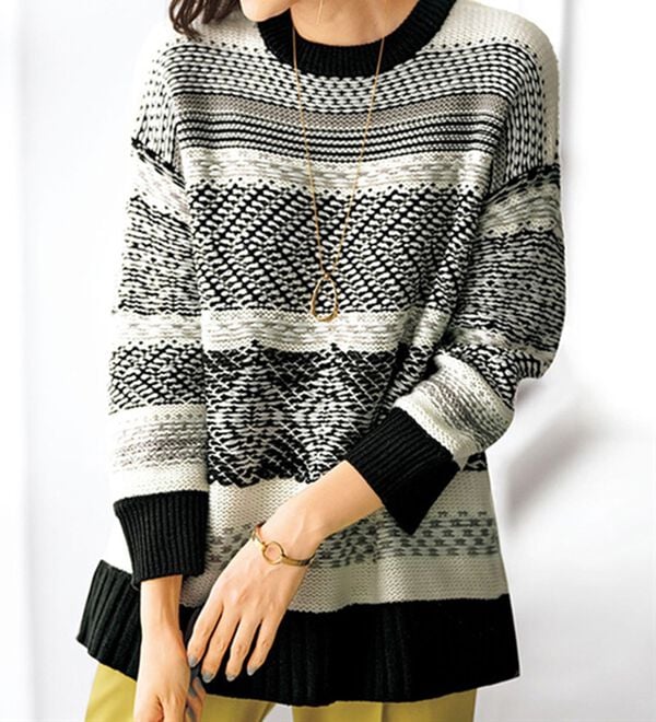 BELLUNA（ベルーナ）の「幾何柄デザインニットプルオーバー（ニット・セーター）」｜詳細画像