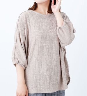 BELLUNA（ベルーナ）の「楊柳素材肩ボタンプルオーバー（カットソー）」｜ベージュ