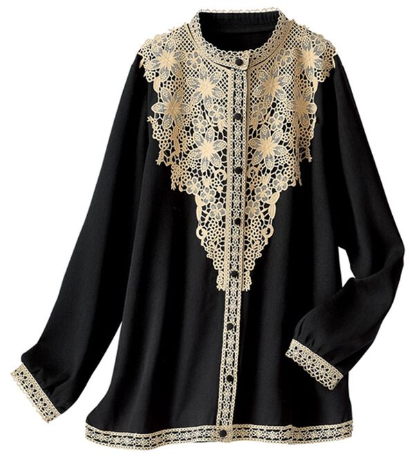 BELLUNA（ベルーナ）の「配色ケミカルレース使いモダンブラウス（ブラウス）」｜詳細画像