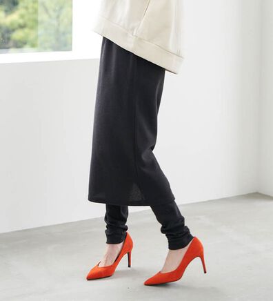 RANAN（ラナン）の「レイヤードニットソースカートパンツ（フルレングスパンツ）」