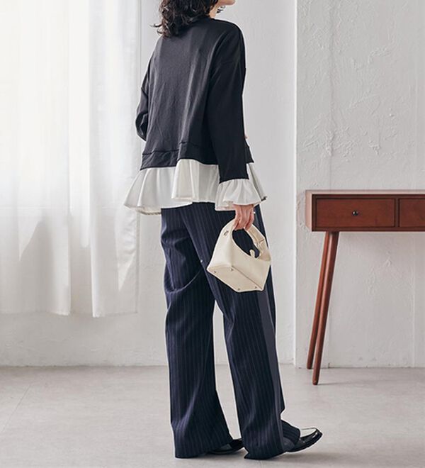 RANAN（ラナン）の「＜ＨＳ＞重ね着風配色フリルプルオーバー（カットソー）」｜詳細画像