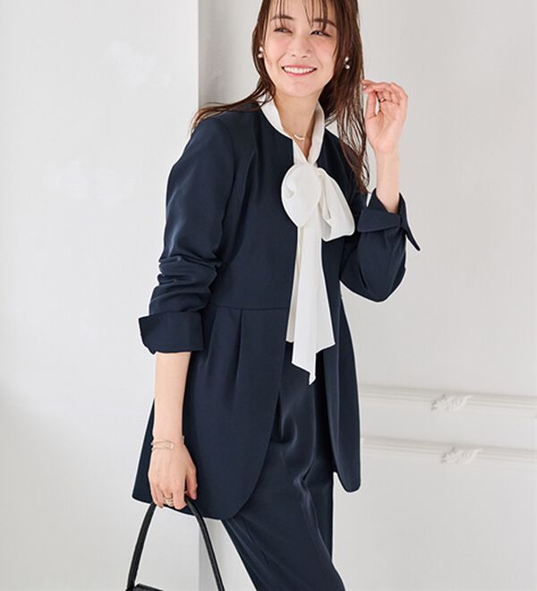 【美品】beauty＆youth セットアップ ジャケット パンツ ネイビー M 2点セット＞ラウンドヘムジャケットセットアップ - ベルーナ【公式】