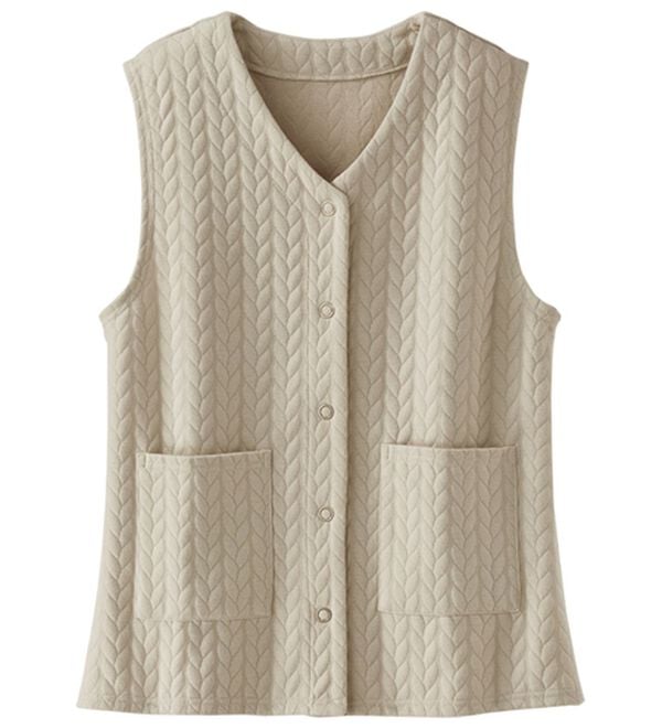 BELLUNA（ベルーナ）の「【２枚組】リーフ柄キルトジャカードベスト（ベスト）」｜詳細画像