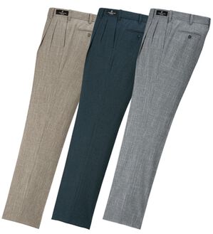 「裾上げ済杢調爽やかウエストストレッチスラックス（メンズスラックス）」｜3本組