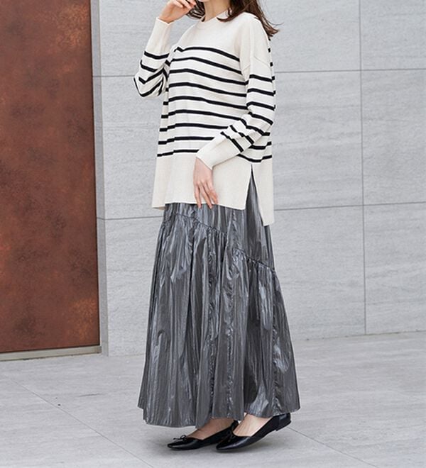 RANAN（ラナン）の「メタリックラウンドティアードスカート（ロングスカート）」｜詳細画像