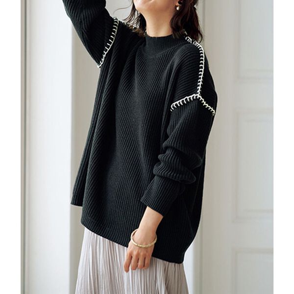 BELLUNA（ベルーナ）の「ゆるっと着映えるハンドステッチセーター（ニット・セーター）」｜詳細画像