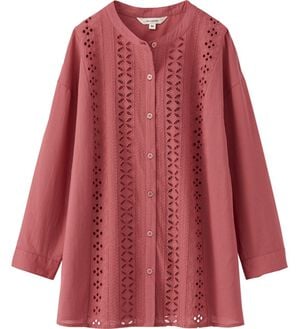 BELLUNA（ベルーナ）の「レース切替デザインシャツブラウス（ブラウス）」｜ピンク