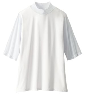 BELLUNA（ベルーナ）の「【５分袖】チュール切替上品インナー（カットソー）」｜オフ白