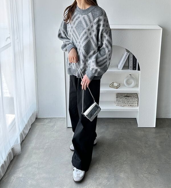 GeeRA（ジーラ）の「モヘアライクチェック柄ニットプルオーバー（ニット・セーター）」｜詳細画像