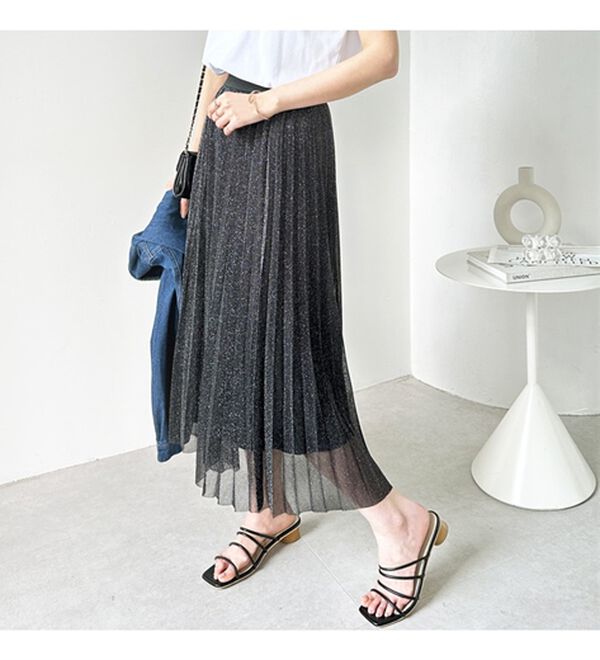 GeeRA（ジーラ）の「ラメプリーツロングスカート（ロングスカート）」｜詳細画像