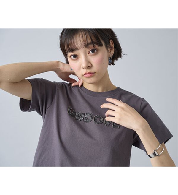 BELLUNA（ベルーナ）の「【UNDOVE】綿１００％ツイードロゴショート丈Ｔシャツ（Tシャツ）」｜詳細画像