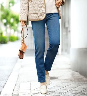 BELLUNA（ベルーナ）の「裏ベロアストレッチ素材レギンスパンツ【Prima fit pants】（スパッツ・レギンス）」｜インディゴ