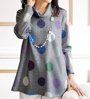 BELLUNA（ベルーナ）の「ドット柄編地調プリントプルオーバー（カットソー）」｜詳細画像