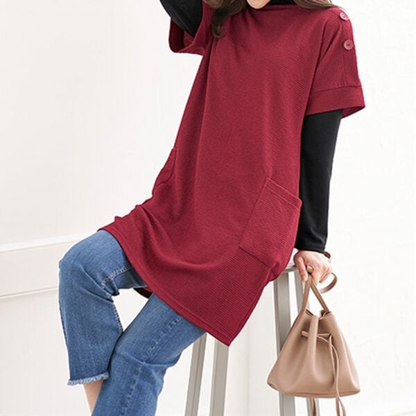 BELLUNA（ベルーナ）の「フリル衿プルオーバー付ジャカードチュニック（アンサンブル）」｜詳細画像