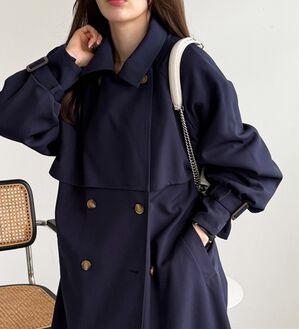 GeeRA（ジーラ）の「『ドラマ着用商品』上品オーバーサイズトレンチコート（ロングコート）」｜ネイビー