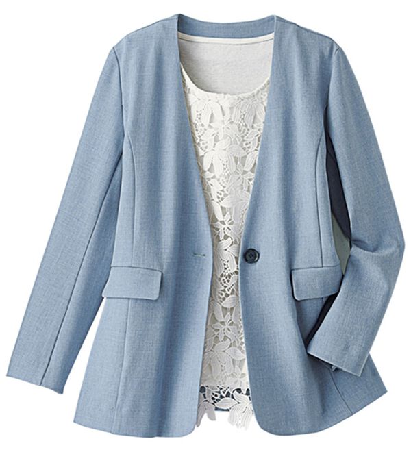 BELLUNA（ベルーナ）の「＜楽スタフィット＞ノーカラージャケット（ノーカラージャケット）」｜詳細画像