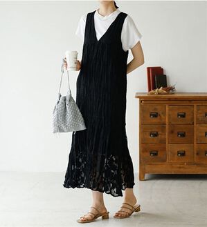 GeeRA（ジーラ）の「フラワージャカードノースリーブワンピース（その他ワンピース）」｜ブラック