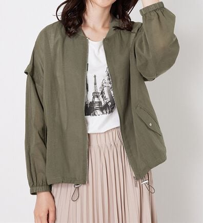 BELLUNA（ベルーナ）の「麻調素材リブ使いシアーブルゾンジャケット（ブルゾン）」