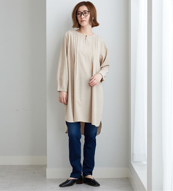 BELLUNA（ベルーナ）の「コーデュロイ素材ピンタック使いワンピース（その他ワンピース）」｜詳細画像