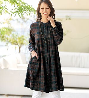 BELLUNA（ベルーナ）の「《秋の旅行に絶対ほしい！》ガーゼ調ワッシャー先染チェックチュニック（チュニック）」｜詳細画像