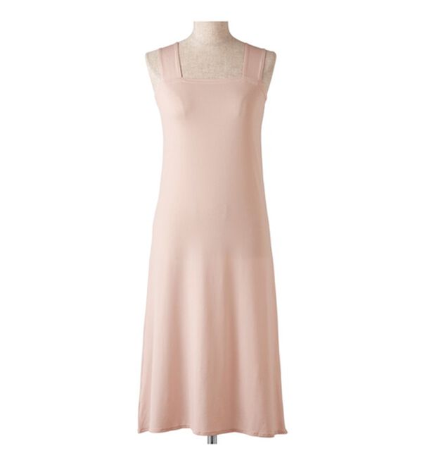 YU'NOW（ユナウ）の「ヒンヤリ冷感！【制菌】ブラ紐隠しのインナーワンピース（スリップ・ペチコート）」｜詳細画像