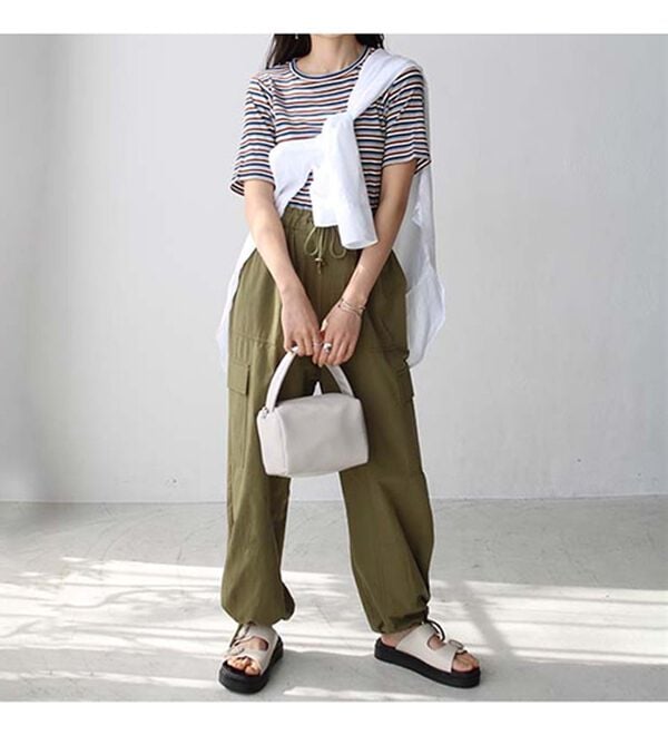 GeeRA（ジーラ）の「マルチボーダー５分袖リブカットソー（カットソー）」｜詳細画像