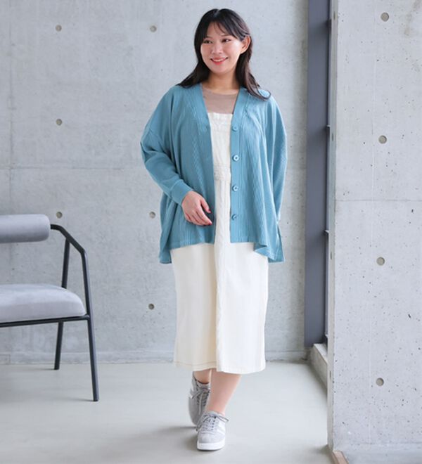 A HAPPY MARILYN（アハッピーマリリン）の「【大きいサイズ】【Ｌ～６Ｌ】綿混ワッフルゆったりＶネックカーディガン（その他カーディガン）」｜詳細画像