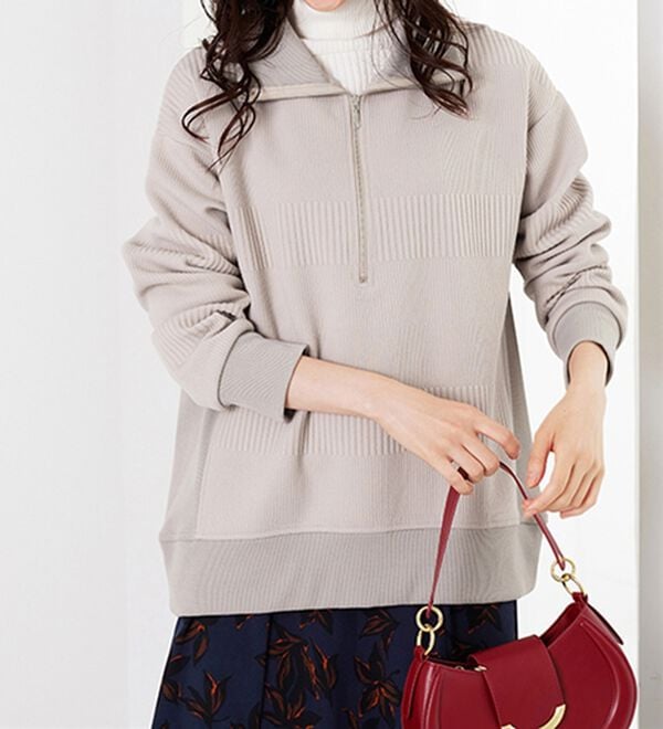 BELLUNA（ベルーナ）の「ボーダージャカードハーフジッププルオーバー（カットソー）」｜詳細画像