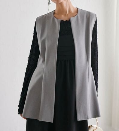 RANAN（ラナン）の「機能付！麻調素材ペプラムジレベスト（ジレ）」