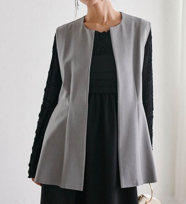 RANAN（ラナン）の「機能付！麻調素材ペプラムジレベスト（ジレ）」｜詳細画像