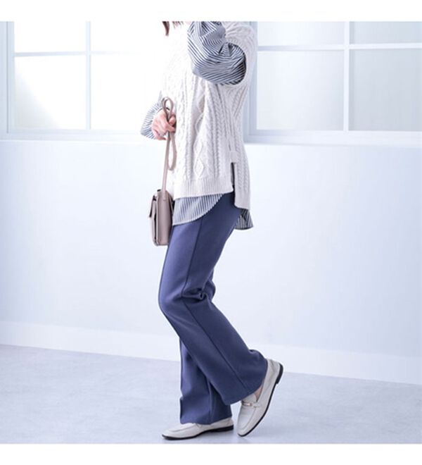 BELLUNA（ベルーナ）の「ふっくらウール調フレアーシルエットパンツ（フルレングスパンツ）」｜詳細画像