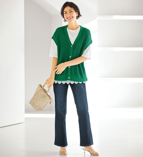 BELLUNA（ベルーナ）の「ヒンヤリ軽やか！フレアーデニムパンツ（フルレングスパンツ）」｜詳細画像