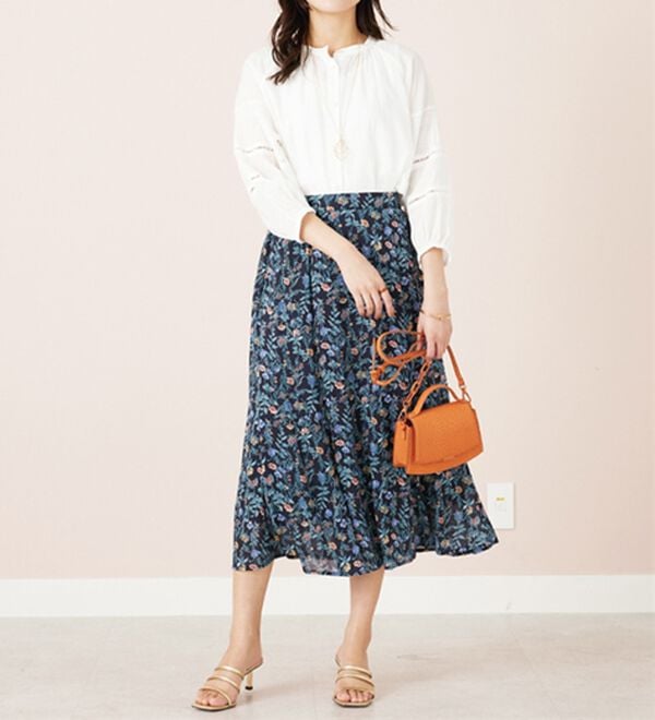 BELLUNA（ベルーナ）の「シフォン素材プリント使いスカート（ロングスカート）」｜詳細画像