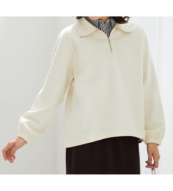 BELLUNA（ベルーナ）の「異素材使いハーフジッププルオーバー（カットソー）」｜詳細画像