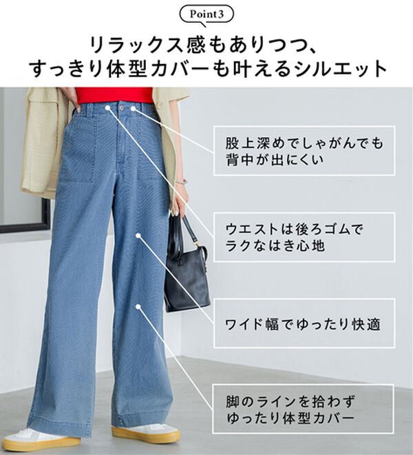 BELLUNA（ベルーナ）の「【チラシ掲載】新感覚！メッシュデニムワイドパンツ（フルレングスパンツ）」｜詳細画像