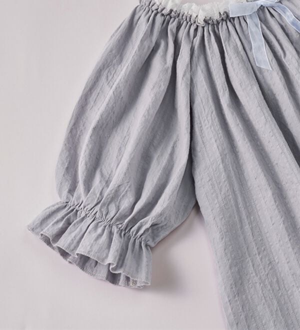 YU'NOW（ユナウ）の「【上下２点セット】スクエアネックドビーストライプパジャマ（パジャマ・ルームウェア）」｜詳細画像