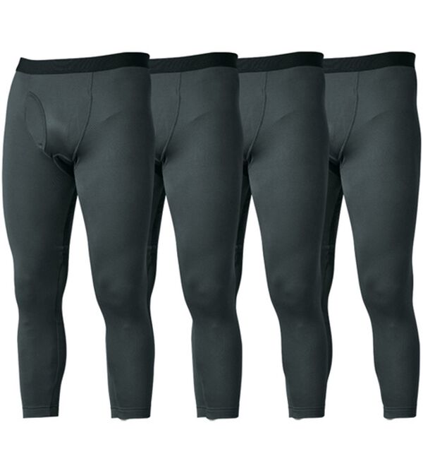 「【４枚組】抗菌防臭・マイクロファイバー裏起毛あったかインナー４枚組（ロングタイツ）（メンズ靴下・タイツ）」｜チャコール4枚組