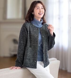 ルフラン（ルフラン）の「「ラクして上品」ツイード見えジャケット（その他ジャケット）」｜グレー系