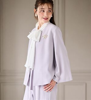 RANAN（ラナン）の「【２点セット】防しわ！洗える！ケープライクジャケットセットアップ（パンツスーツ）」｜ライトグレー