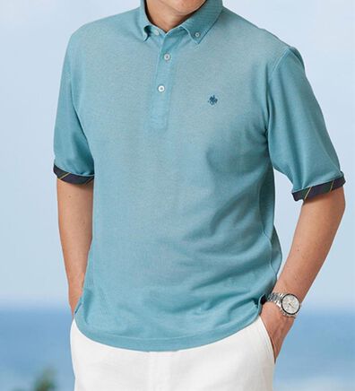 「＜ポロ・ビーシーエス＞上品５分袖ポロシャツ（メンズポロシャツ）」