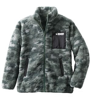 「軽くて暖か総柄ボアブルゾン（メンズブルゾン）」｜カモフラ(カーキ)