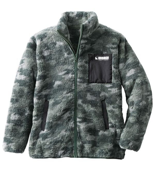 「軽くて暖か総柄ボアブルゾン（メンズブルゾン）」｜カモフラ(カーキ)