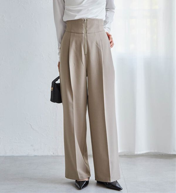 RANAN（ラナン）の「ハイウエストジップワイドパンツ（ワイドパンツ・ガウチョ）」｜詳細画像