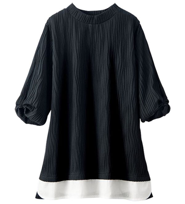 BELLUNA（ベルーナ）の「裾切替波柄ジャカード素材プルオーバー（カットソー）」｜詳細画像