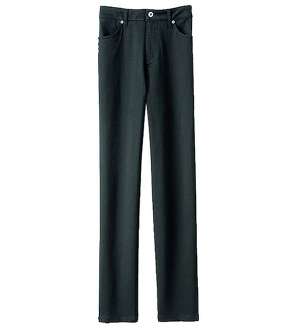 BELLUNA（ベルーナ）の「ヒンヤリ速乾！綿サテンストレッチカラーパンツ（フルレングスパンツ）」｜黒