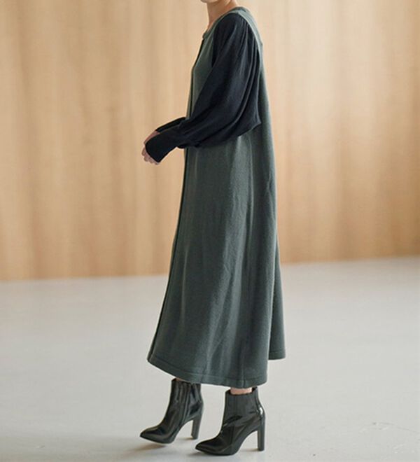 RANAN（ラナン）の「ボリューム袖アウトシームニットワンピース（ニットワンピース）」｜詳細画像